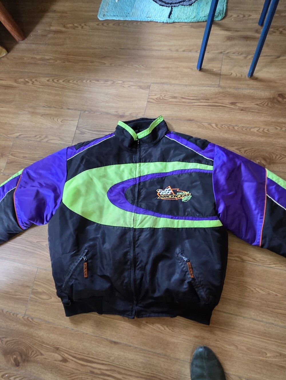VTG 90s Arctic Cat Arcticwear Snowmobile Racing Jacket Men's XXL Purple Neon Gre